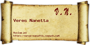 Veres Nanetta névjegykártya
